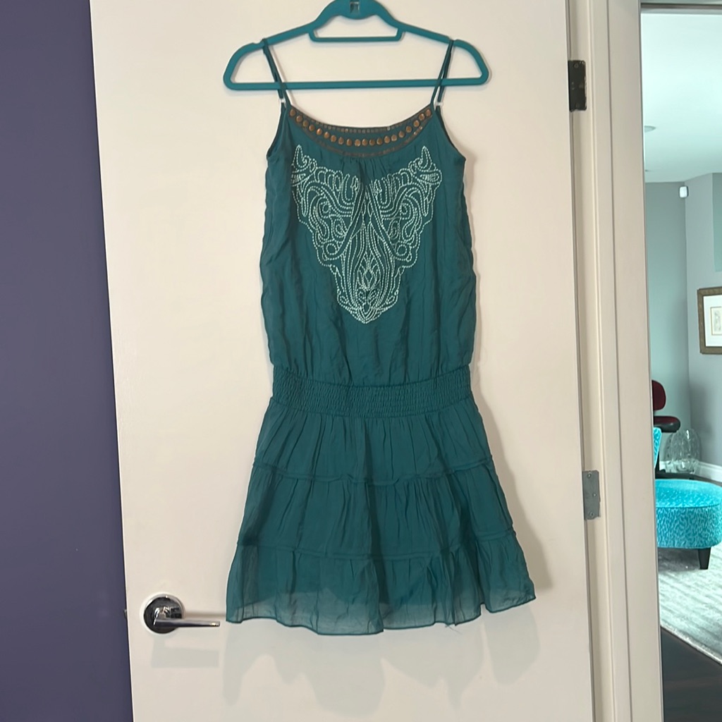 Swirl Teal Summer Dress Size S